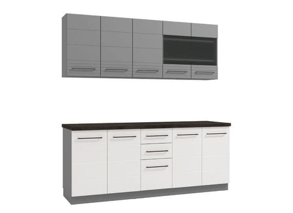 Amos Mann Furniture Pedro white gloss and grey kitchen units in a modern kitchen setting