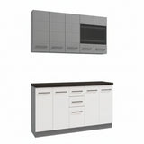 Amos Mann Furniture Pedro white gloss and grey kitchen units in a modern kitchen setting