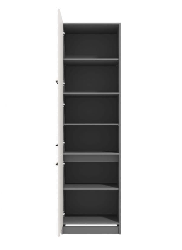 Amos Mann Furniture Pedro white gloss and grey tall kitchen larder unit in a modern kitchen setting
