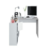 Amos Mann Furniture Pellegrini white and concrete grey flexi corner desk in a modern home office setting