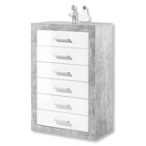 Amos Mann Furniture Pietra chest showing the 6 drawers with metal runners