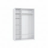 Amos Mann Furniture Rado white high gloss 3 door mirrored wardrobe in a modern bedroom setting