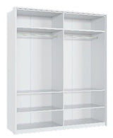 Amos Mann Furniture Rado white high gloss 4 door mirrored wardrobe in a modern bedroom setting