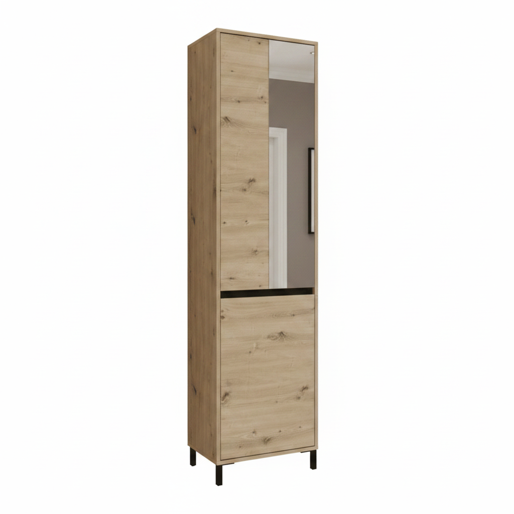 Rosmara Artisan Oak Slim Hallway Wardrobe – Pull-Out Hanging Rail | Amos Mann Furniture