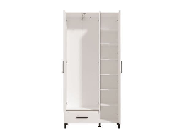 Amos Mann Furniture Saltbay white mirrored hallway wardrobe in a modern narrow hallway setting