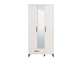 Amos Mann Furniture Saltbay white mirrored hallway wardrobe in a modern narrow hallway setting