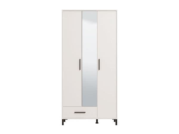 Amos Mann Furniture Saltbay white mirrored hallway wardrobe in a modern narrow hallway setting