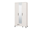 Amos Mann Furniture Saltbay white mirrored hallway wardrobe in a modern narrow hallway setting