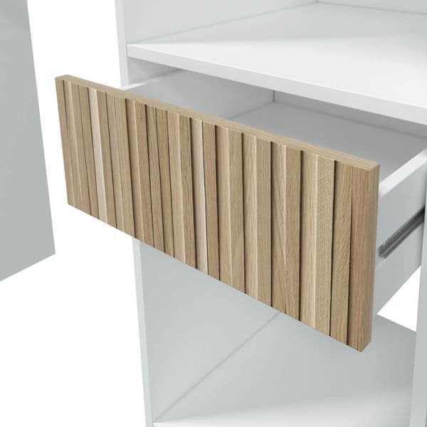 Salvador Natural Oak & White Open Wardrobe – 2 Rails, 3 Drawers & 8 Shelves | Amos Mann Furniture