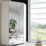 Amos Mann Furniture Santino mirrored corner wardrobe in a modern bedroom setting