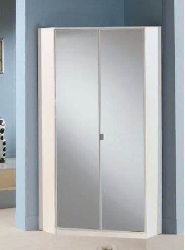 Amos Mann Furniture Santino mirrored corner wardrobe in a modern bedroom setting