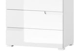 Amos Mann Furniture Santino chest showing the 4 drawers and sleek handle-less design