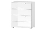 Amos Mann Furniture Santino chest showing the 4 drawers and sleek handle-less design