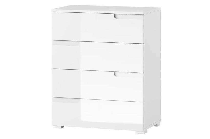 Amos Mann Furniture Santino chest showing the 4 drawers and sleek handle-less design