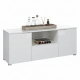 Amos Mann Furniture Santino white high gloss TV cabinet in a modern living room setting