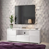 Amos Mann Furniture Santino white high gloss TV cabinet in a modern living room setting