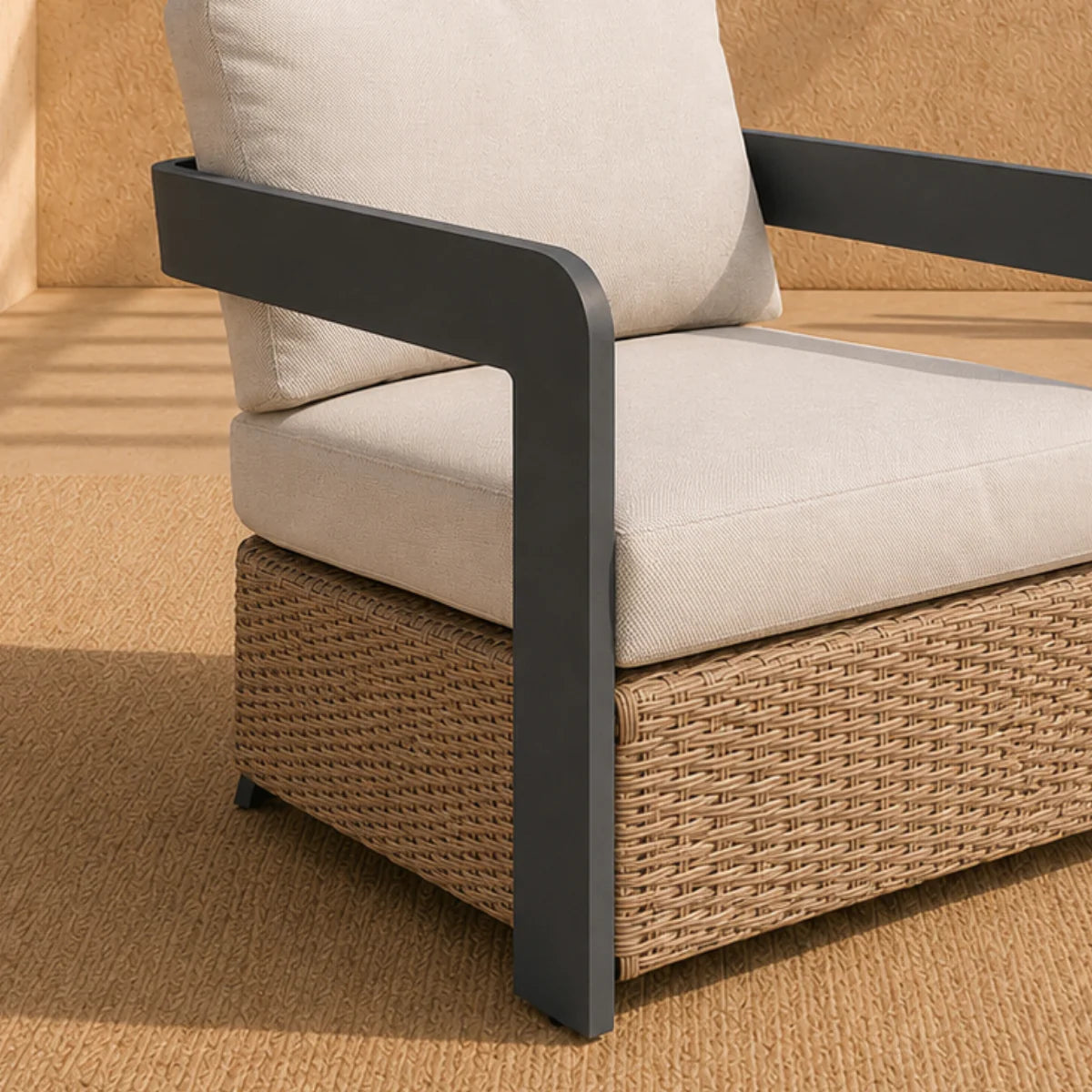 	Furnish365 Selene 5 seater outdoor lounge set with sintered stone table and polyrattan base in a modern garden setting