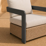 	Furnish365 Selene 5 seater outdoor lounge set with sintered stone table and polyrattan base in a modern garden setting