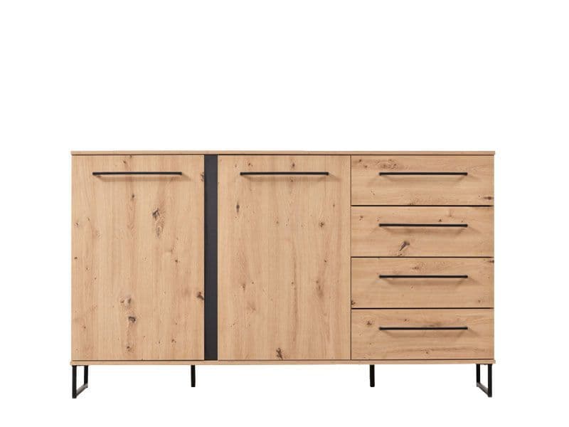 Amos Mann Furniture Sorrento rustic oak sideboard in a modern dining room setting