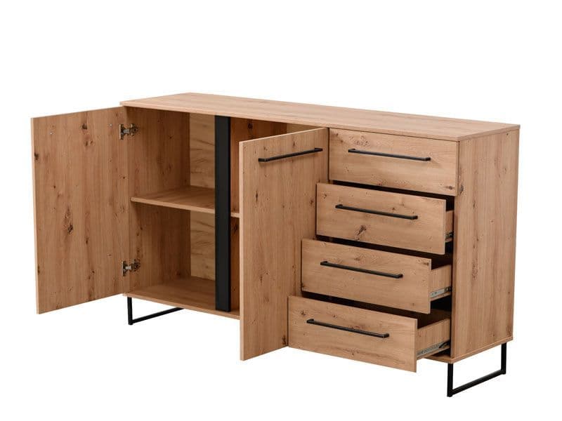 Amos Mann Furniture Sorrento rustic oak sideboard in a modern dining room setting