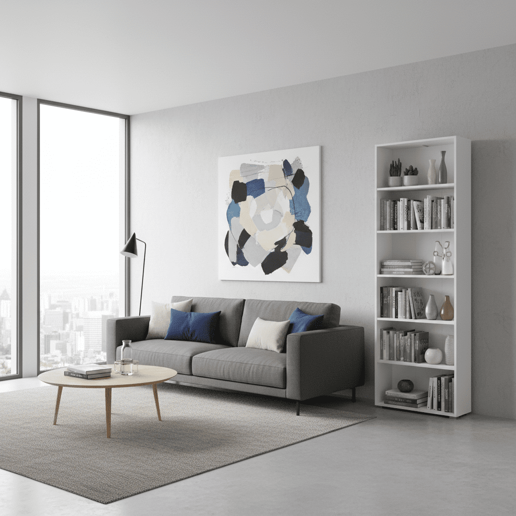 Thomas White Slim Tall Bookcase – 211.5cm with 6 Compartments | Amos Mann Furniture