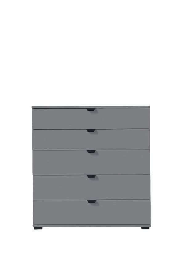 Amos Mann Furniture Valentina graphite grey chest of drawers in a modern bedroom setting