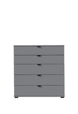Amos Mann Furniture Valentina graphite grey chest of drawers in a modern bedroom setting