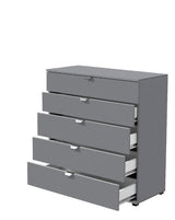 Amos Mann Furniture Valentina graphite grey chest of drawers in a modern bedroom setting