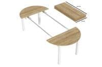 	Lifestyle view of Amos Mann Furniture Wiktor white and oak round extending dining table in a stylish contemporary dining room