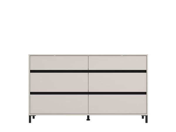 Amos Mann Furniture Zavaro cashmere wide chest of drawers in a modern bedroom setting