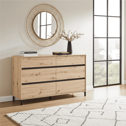 Amos Mann Furniture Zavaro oak chest styled with room accessories
