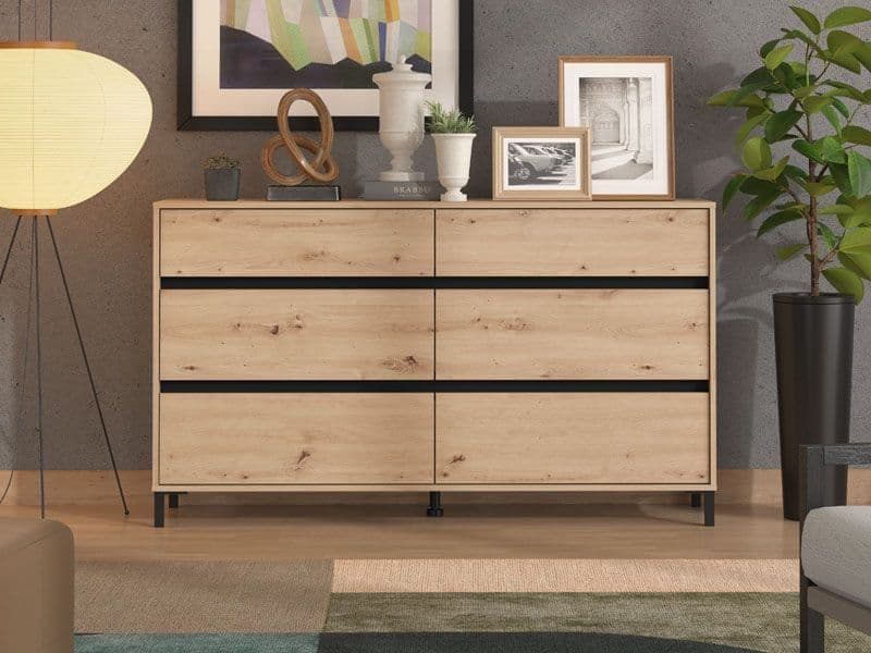 Amos Mann Furniture Zavaro oak chest styled with room accessories